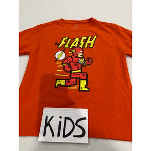The Flash Boys Orange Short Sleeve Super Hero Tee Shirt T-Shirt Size L